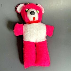 Vtg Moray Toy Co Hot Pink Plush Teddy Bear Stuffed Animal 1960s Carnival Kitschy